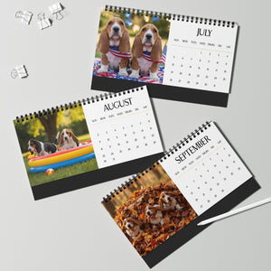 12 Months of Basset Puppy Love Calendar Basset Hound Puppy Desktop Calendar Dog Lover Gift Basset Parent Present Droopy Ears Monthly Calendar