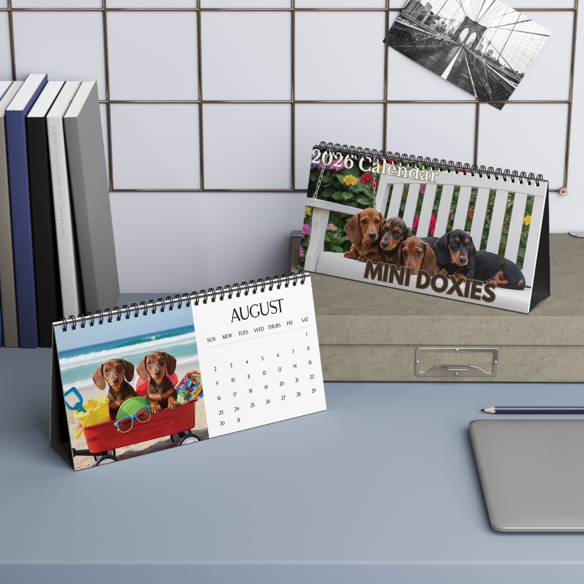 2026 Dachshund Puppy Desk Calendar Cute Puppy Desktop Doxie Puppy Calendar Dog Lover Gift Pet Desk Decor Cute Animal Desk Accessory Birthday Gift for Dog Mom