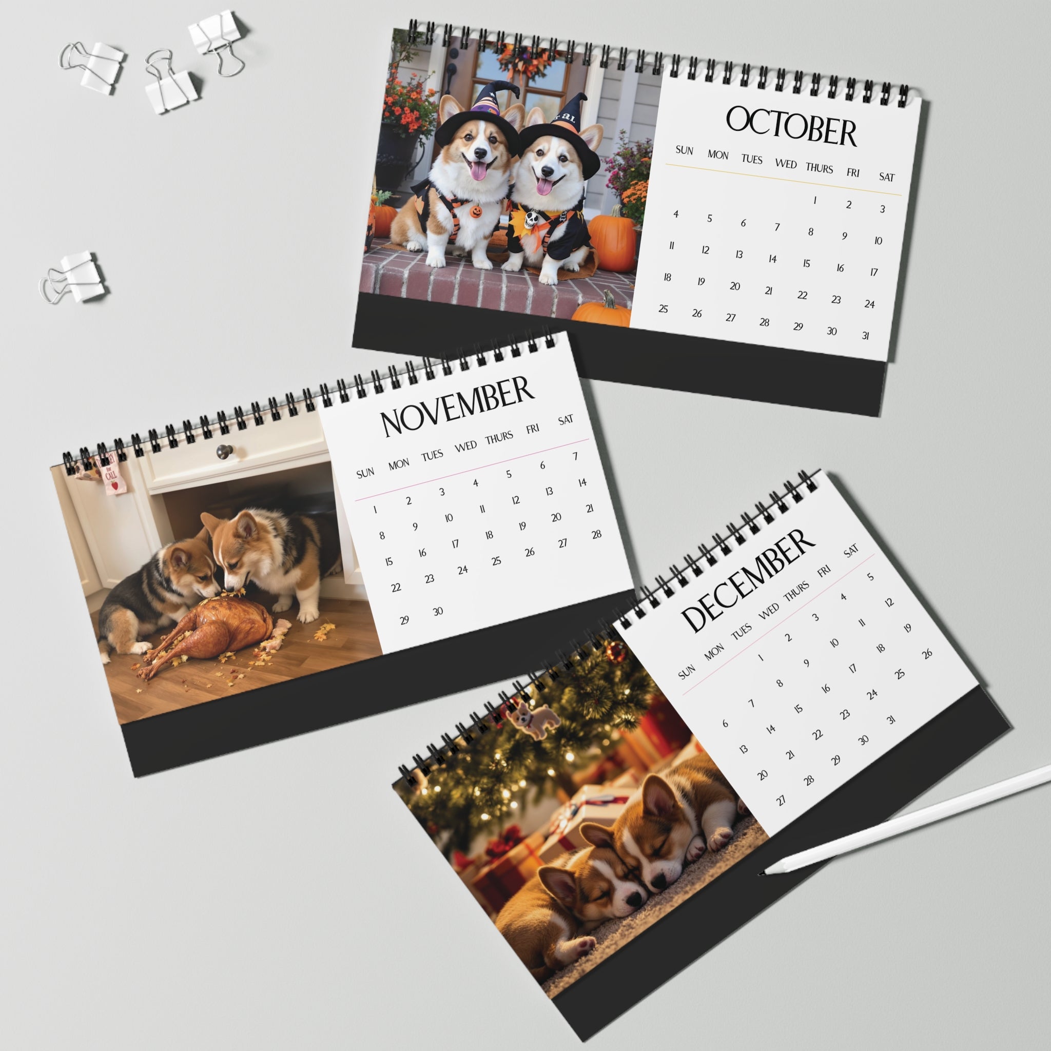 Corgi Puppies 2026 Desktop Calendar