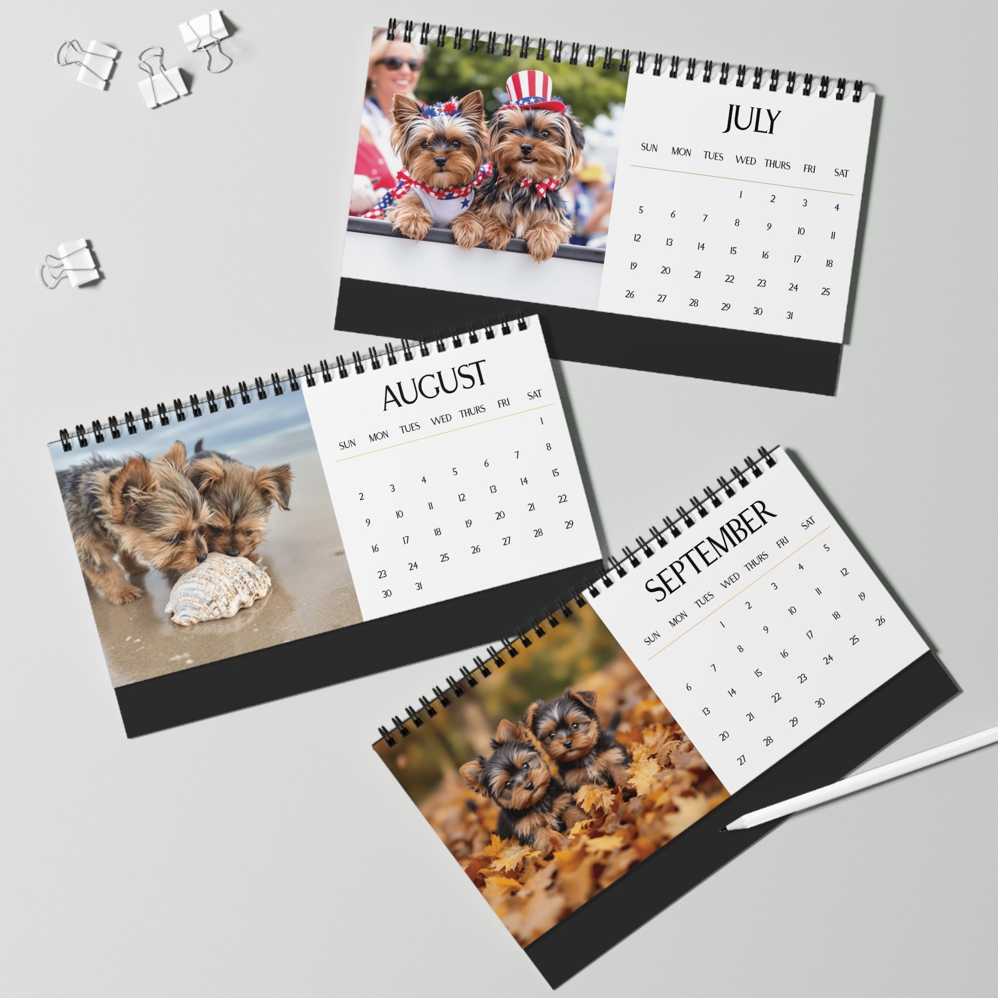 Cute Yorkie Puppy 2026 Desk Calendar Cute Puppy Desktop Calendar Dog Lover Gift Pet Desk Decor Cute Animal Desk Accessory Birthday Gift for Dog Mom