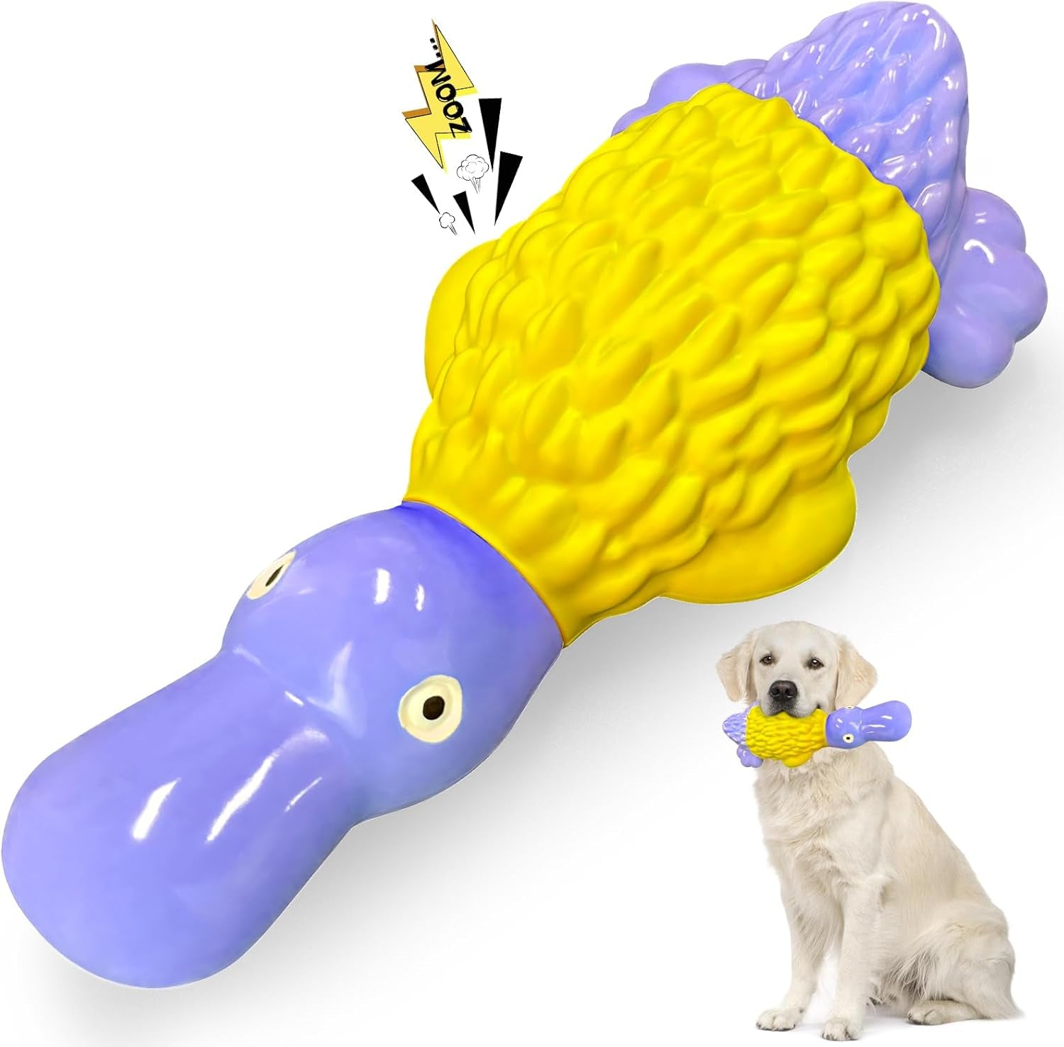 Dog Toys for Aggressive Chewers: Tough Dog Chew Toys-Large Squeaky Dog Toys for All Breed Sizes to Keep Them Busy (Yellow)