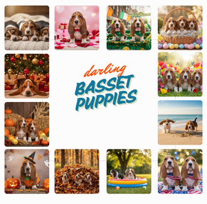 12 Months of Basset Puppy Love Calendar Basset Hound Puppy Desktop Calendar Dog Lover Gift Basset Parent Present Droopy Ears Monthly Calendar