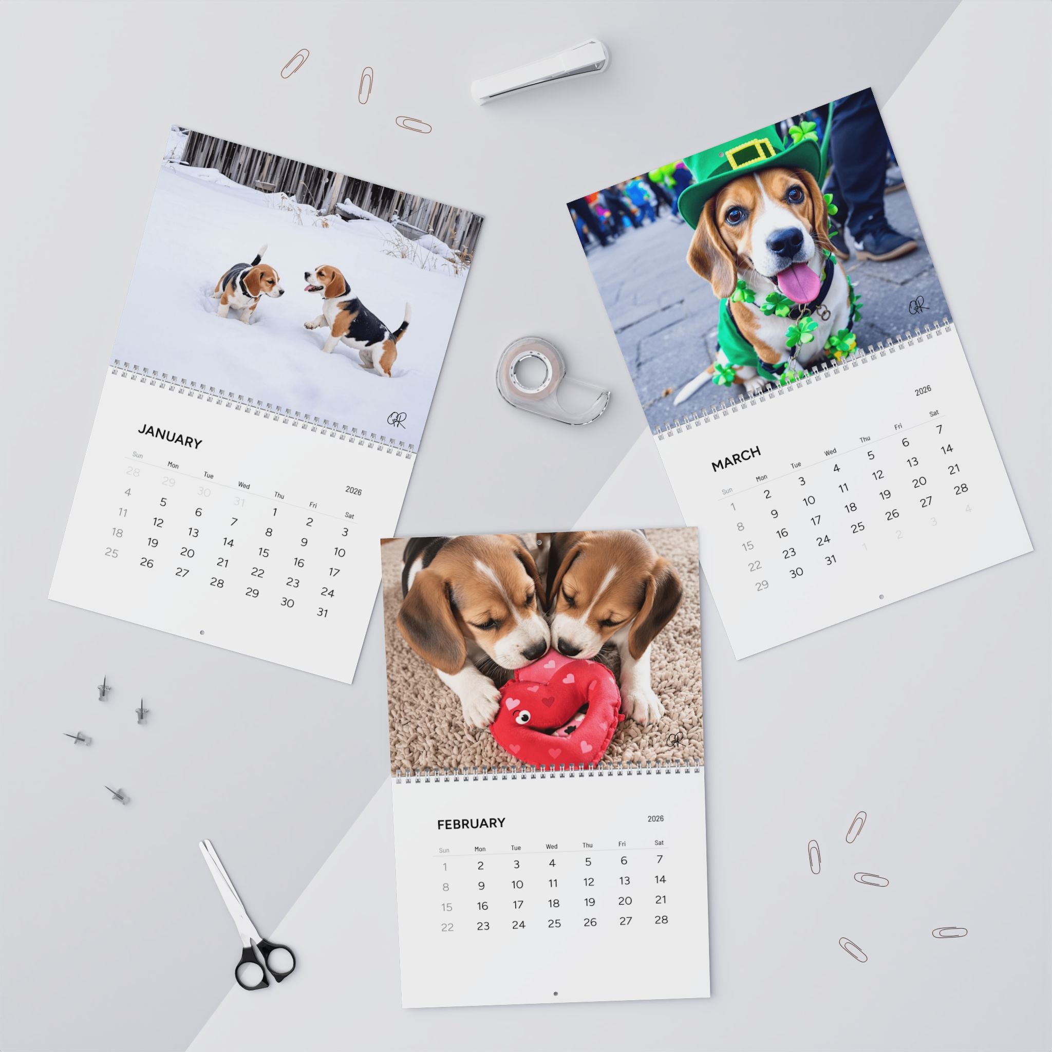 Beagle Puppy Wall Calendar 2026 | Cute Dog Photography Monthly Calendar