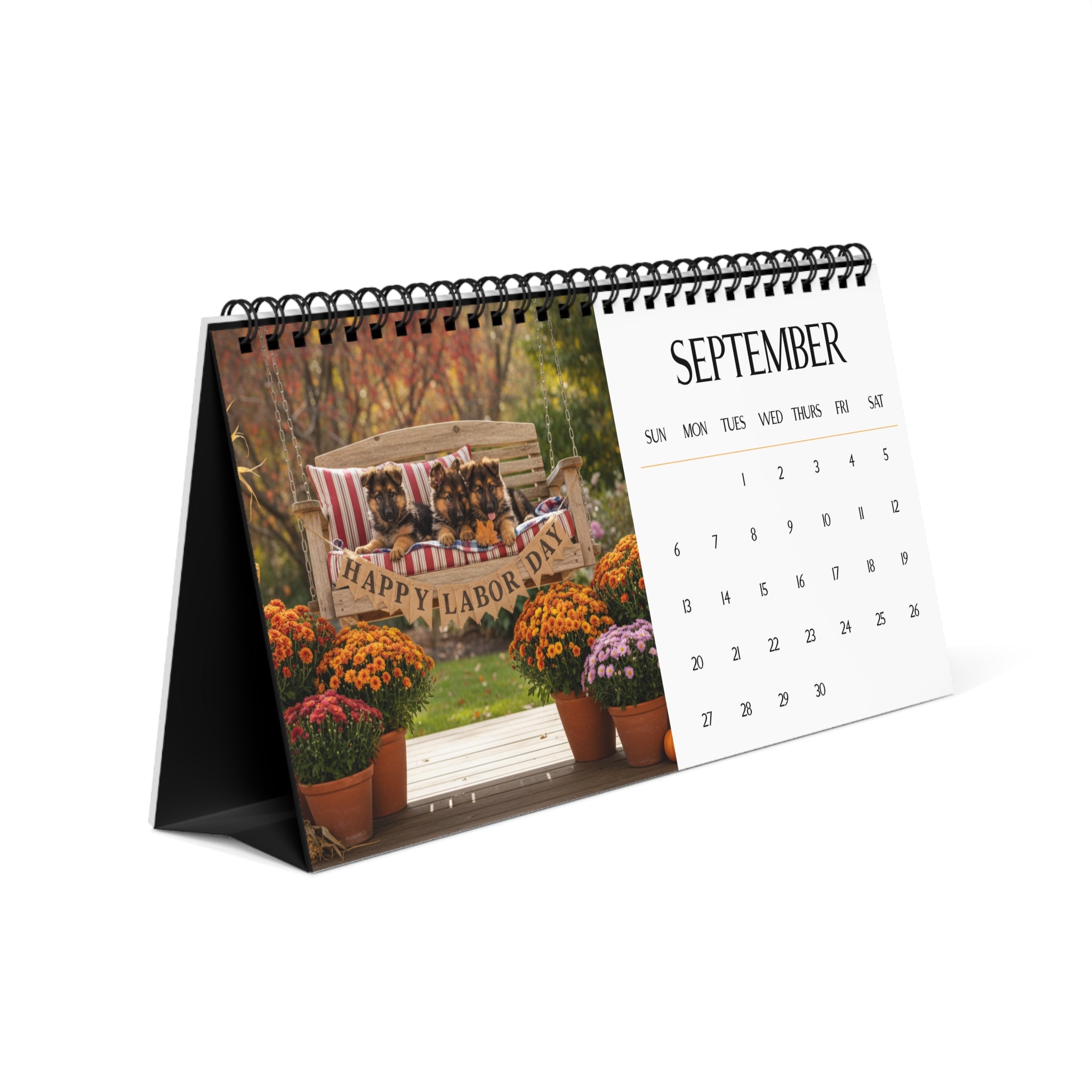 German Shepherd Puppy Love Calendar 2026 Monthly Desk Calendar Cute Dog Gift Shepherd Lover Dog Calendar Puppy Desk Decor