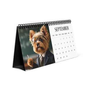2026 Yorkie Boss Small But In Charge Desk Calendar Cute Puppy Desktop Calendar Dog Lover Gift Pet Desk Decor Cute Animal Desk Accessory Birthday Gift for Dog Mom