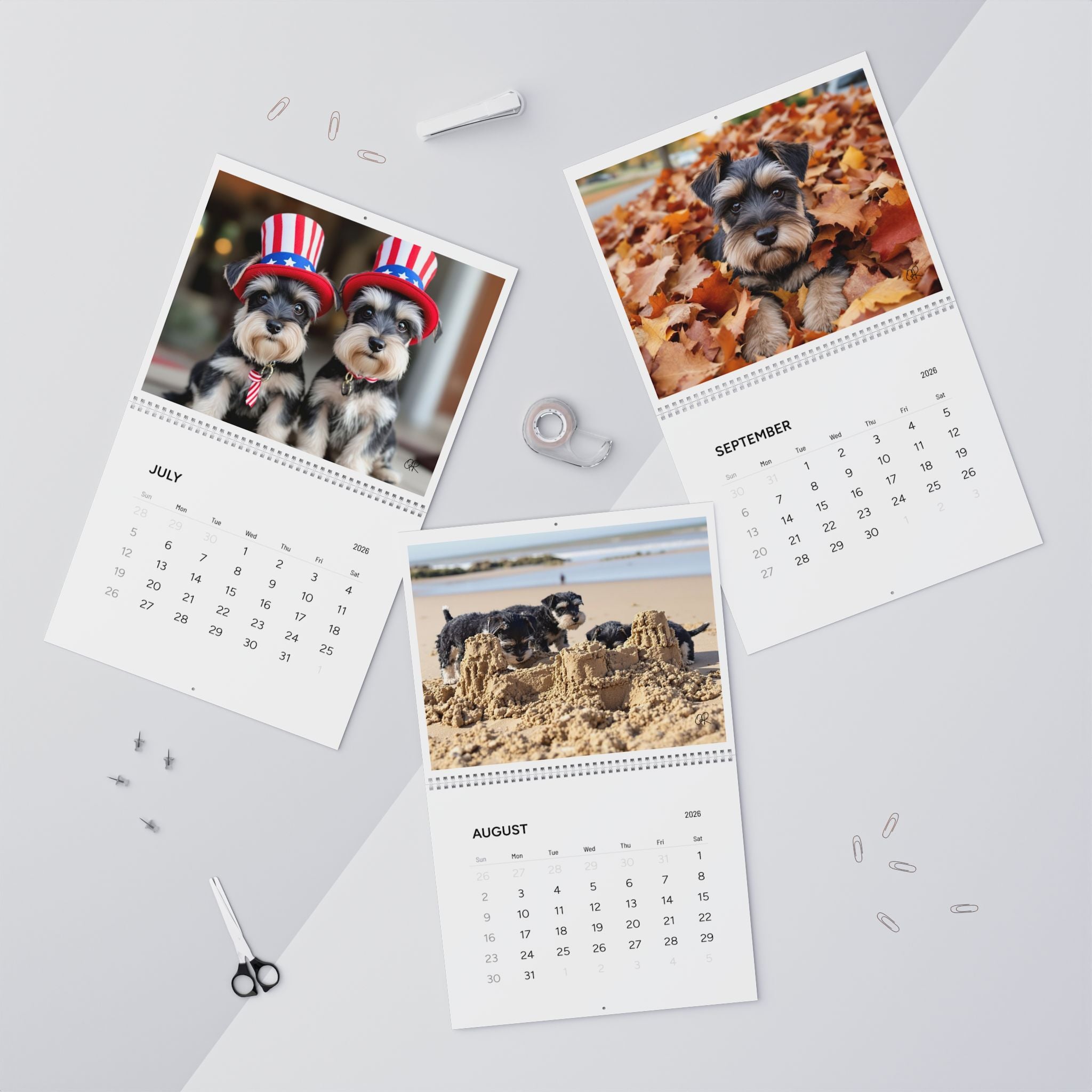2026 Mini Schnauzer Moments Wall Calendar – 11"x8.5" and 14”x11” Full Size Seasonal Dog Photography