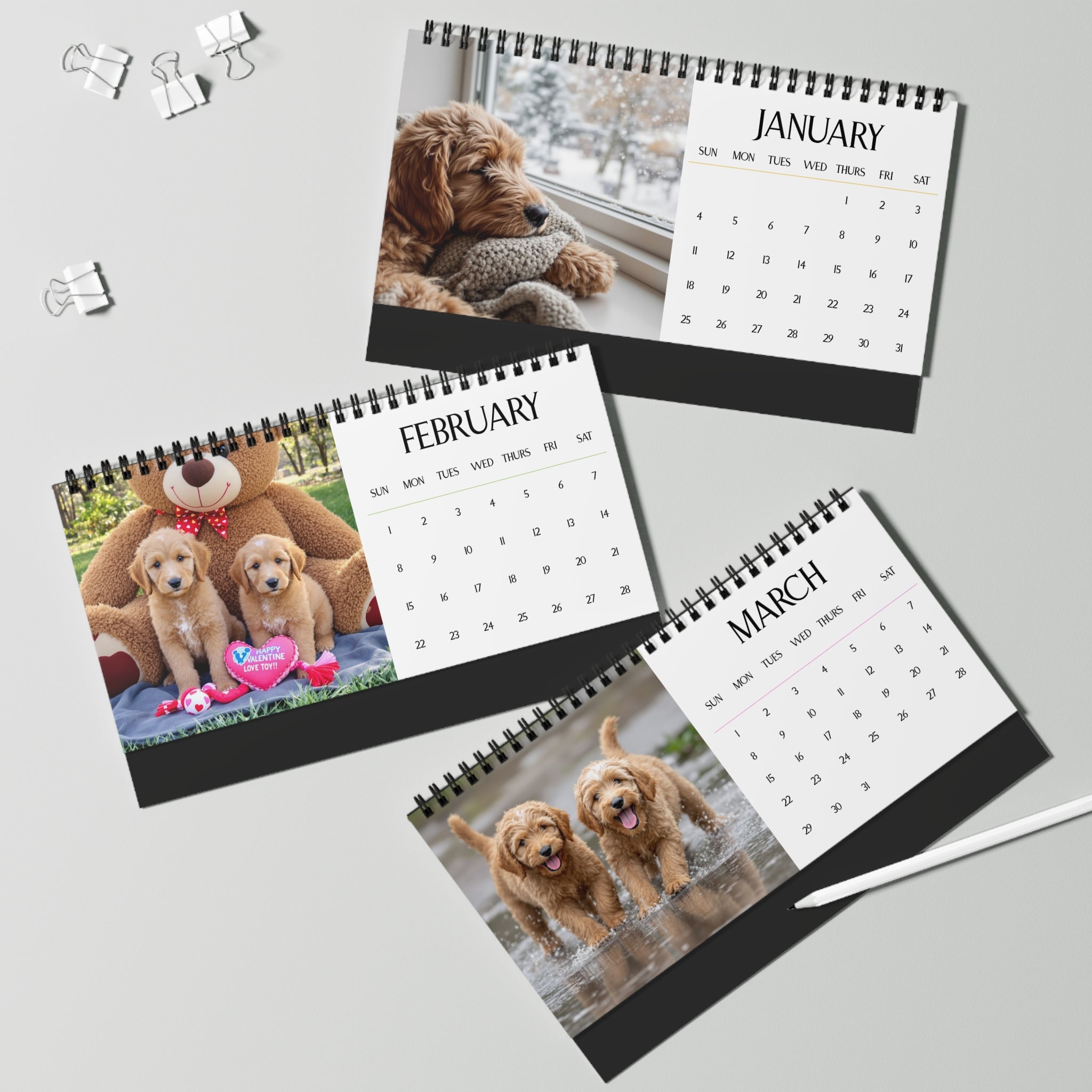 Goldendoodle Puppy Calendar 2026 Desk Calendar Cute Dog Gift Goldendoodle Lover Doodle Dog Calendar Puppy Desk Decor