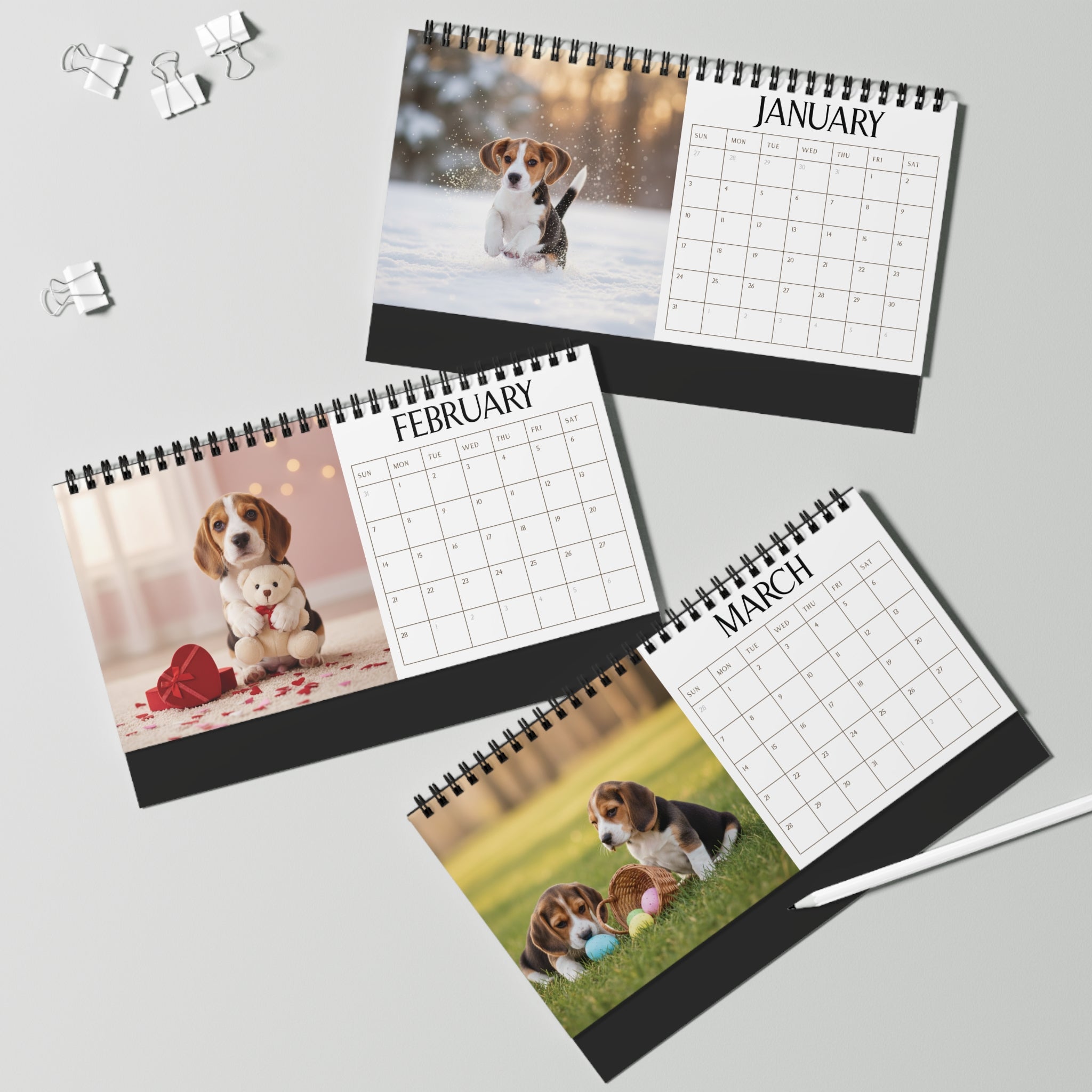 Beagle Desk Calendar Office Decor Dog Lover Gift Idea Secret Santa Present 2027 Monthly Planner Puppy Photography Cute Beagle Tent Calendar