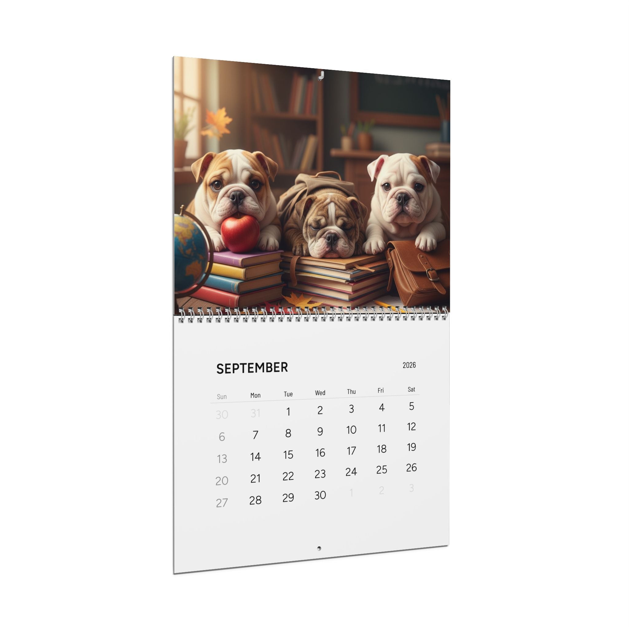 Bulldog Puppy Antics 2026 Wall Calendar – Full Size Seasonal Dog Photography Dog Mom Gift Office Party Gift Bulldog Lover Calendar Pet Calendar