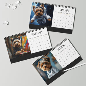 2026 Yorkie Boss Small But In Charge Desk Calendar Cute Puppy Desktop Calendar Dog Lover Gift Pet Desk Decor Cute Animal Desk Accessory Birthday Gift for Dog Mom