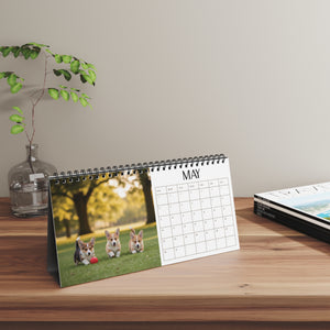 Custom Desk Calendar Office Decor Dog Lover Gift Idea Secret Santa Present 2027 Monthly Planner Puppy Photography Cute Corgi Tent Calendar