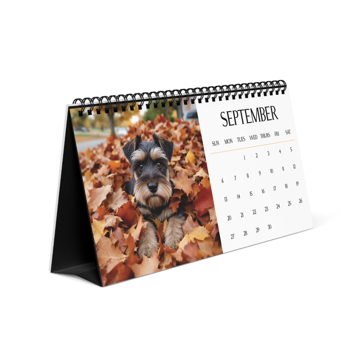 Mini Schnauzer 2026 Desk Calendar Cute Puppy Desktop Calendar Dog Lover Gift Pet Desk Decor Cute Animal Desk Accessory Birthday Gift for Dog Mom