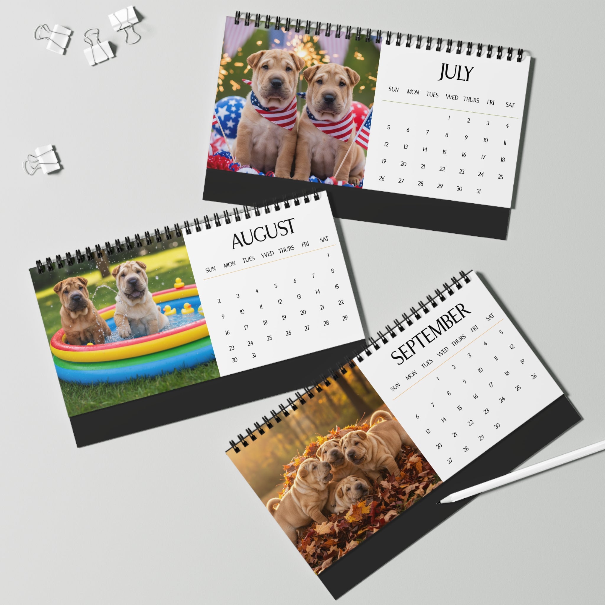 Shar Pei Puppy Calendar 2026 Desk Calendar Cute Dog Gift Pei Pei Lover Doodle Dog Calendar Puppy Desk Decor Stocking Stuffer