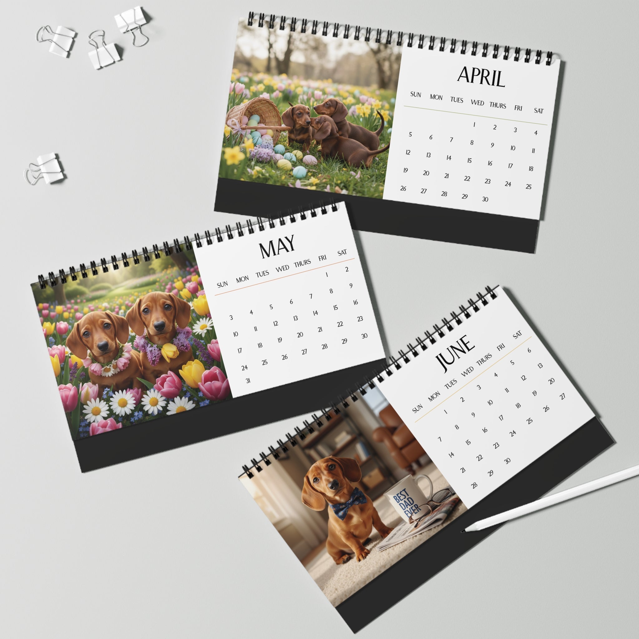 Doxie Puppy Desk Calendar Dog Mom Stocking Stuffer Cute Puppy Desktop Dachshund Puppy Dog Lover Gift Pet Desk Decor  Gift Grandma