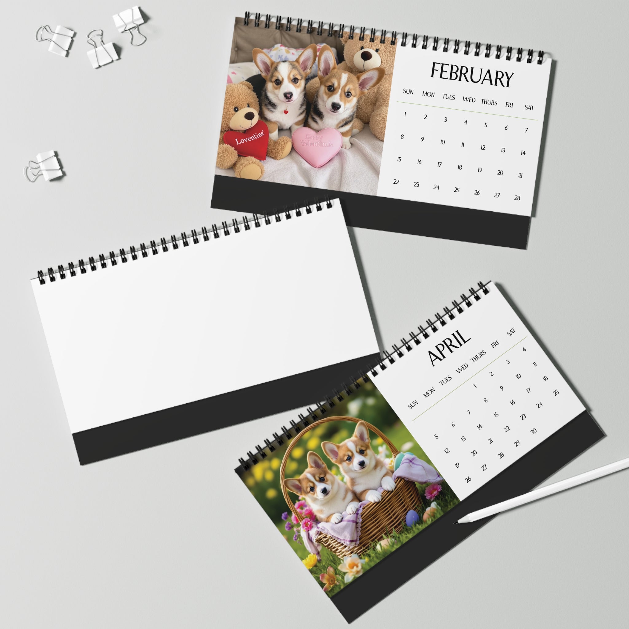 Custom Puppy Desktop Calendar Pick Your Dog Breed & Start Month Cute Desk Calendar Gift for Dog Lovers Birthday Gift Funny