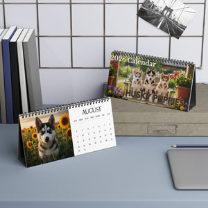 Husky Puppy Desktop Calendar 12 Months of Husky Love Siberian Husky Gift Dog Lover Calendar Monthly Husky Calendar Stocking Stuffer