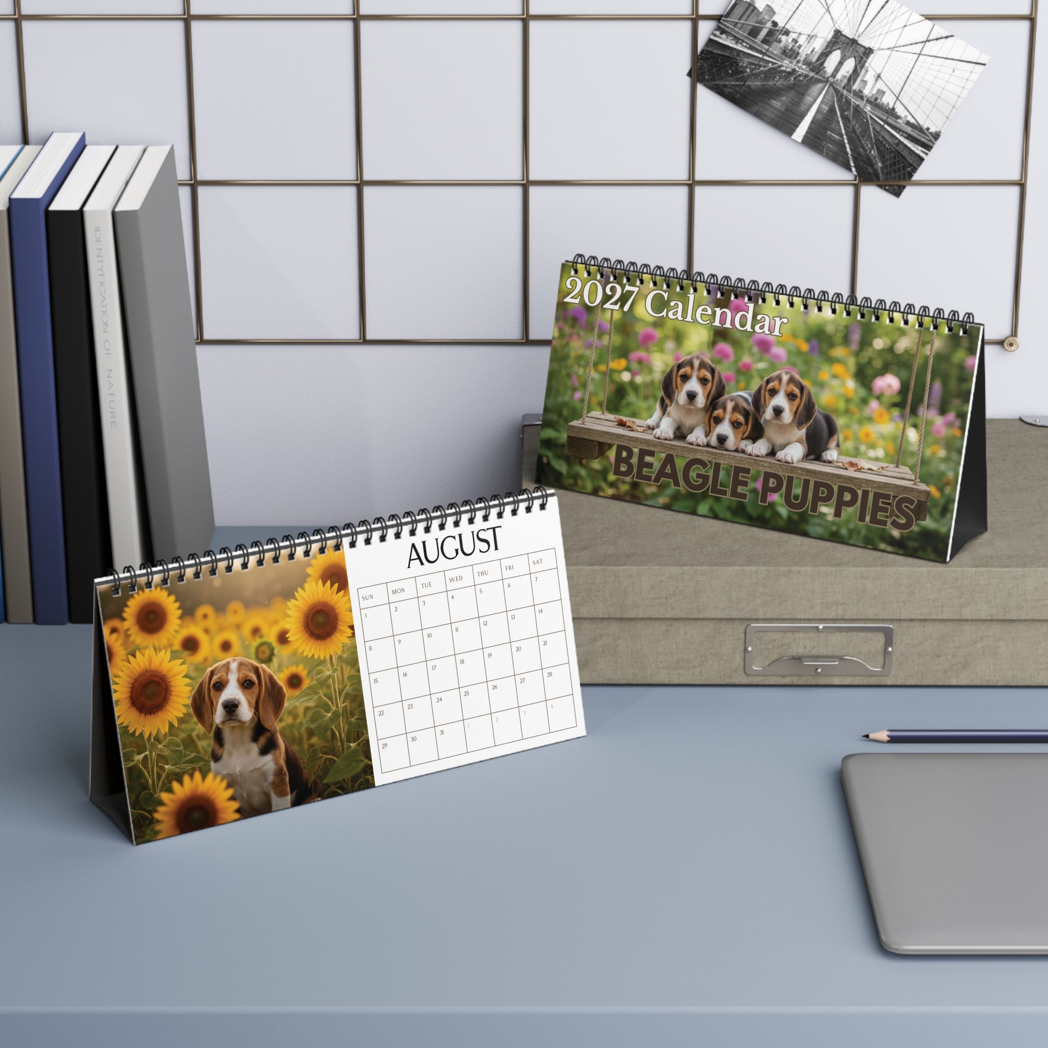 Beagle Desk Calendar Office Decor Dog Lover Gift Idea Secret Santa Present 2027 Monthly Planner Puppy Photography Cute Beagle Tent Calendar