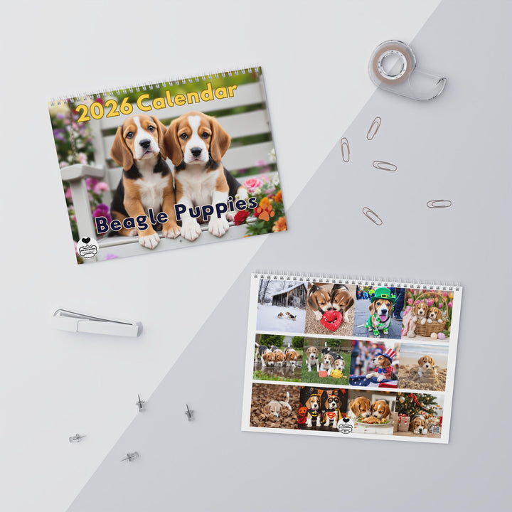 Beagle Puppy Wall Calendar 2026 | Cute Dog Photography Monthly Calendar