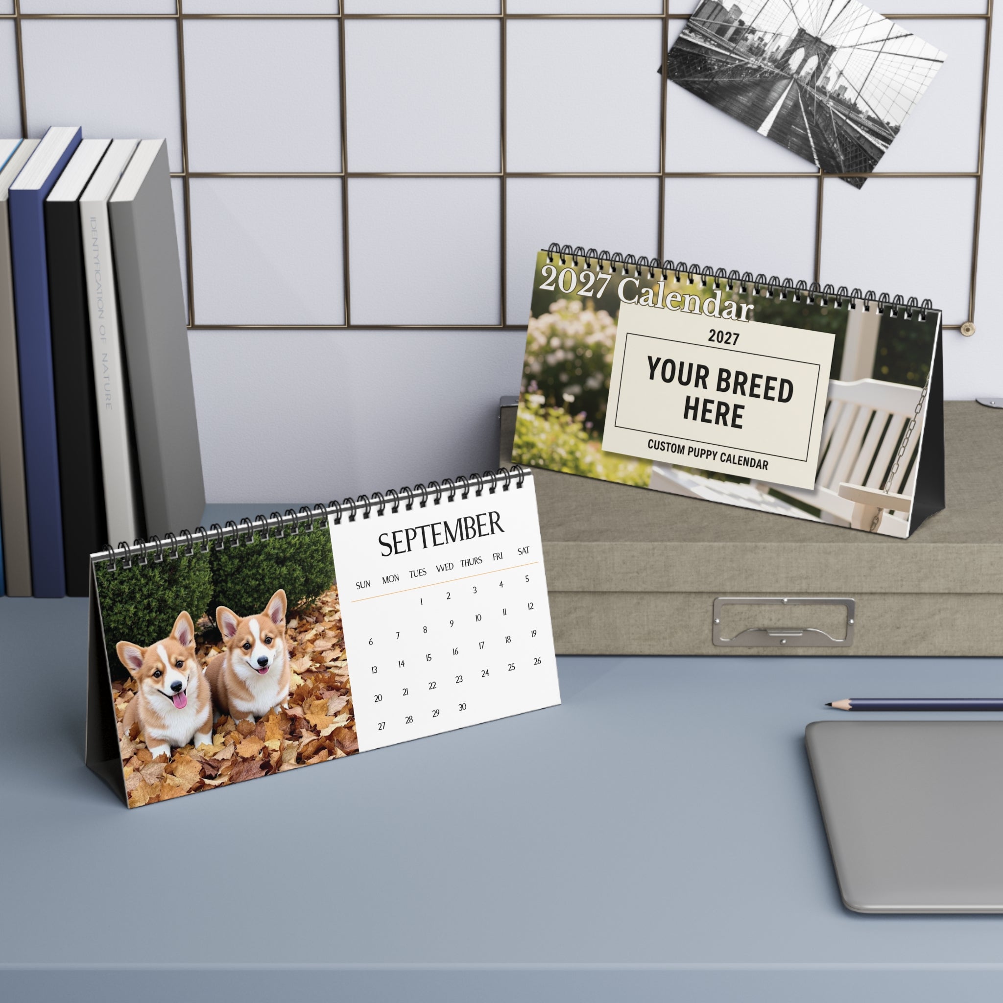 Custom Puppy Desktop Calendar Pick Your Dog Breed & Start Month Cute Desk Calendar Gift for Dog Lovers Birthday Gift Funny