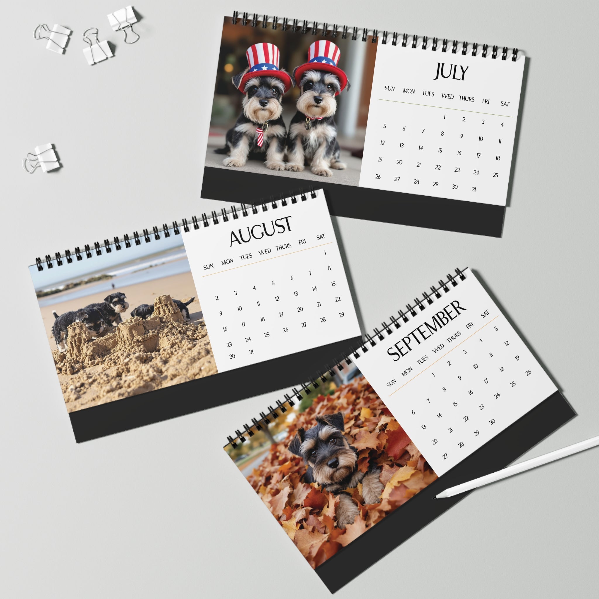 Mini Schnauzer 2026 Desk Calendar Cute Puppy Desktop Calendar Dog Lover Gift Pet Desk Decor Cute Animal Desk Accessory Birthday Gift for Dog Mom