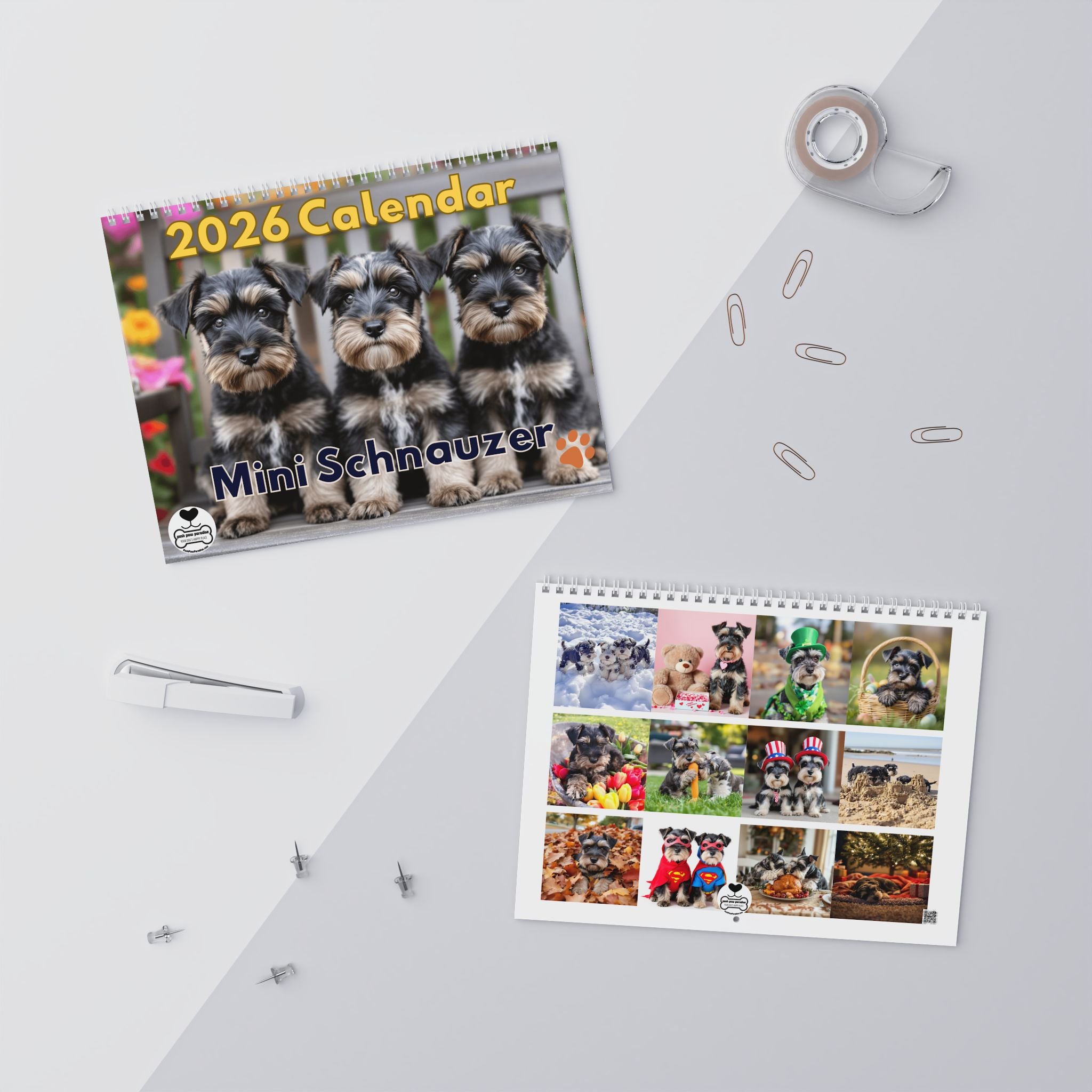 2026 Mini Schnauzer Moments Wall Calendar – 11"x8.5" and 14”x11” Full Size Seasonal Dog Photography