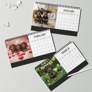 2026 Dachshund Puppy Desk Calendar Cute Puppy Desktop Doxie Puppy Calendar Dog Lover Gift Pet Desk Decor Cute Animal Desk Accessory Birthday Gift for Dog Mom