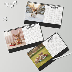 Custom Desk Calendar Office Decor Dog Lover Gift Idea Secret Santa Present 2027 Monthly Planner Puppy Photography Cute Corgi Tent Calendar