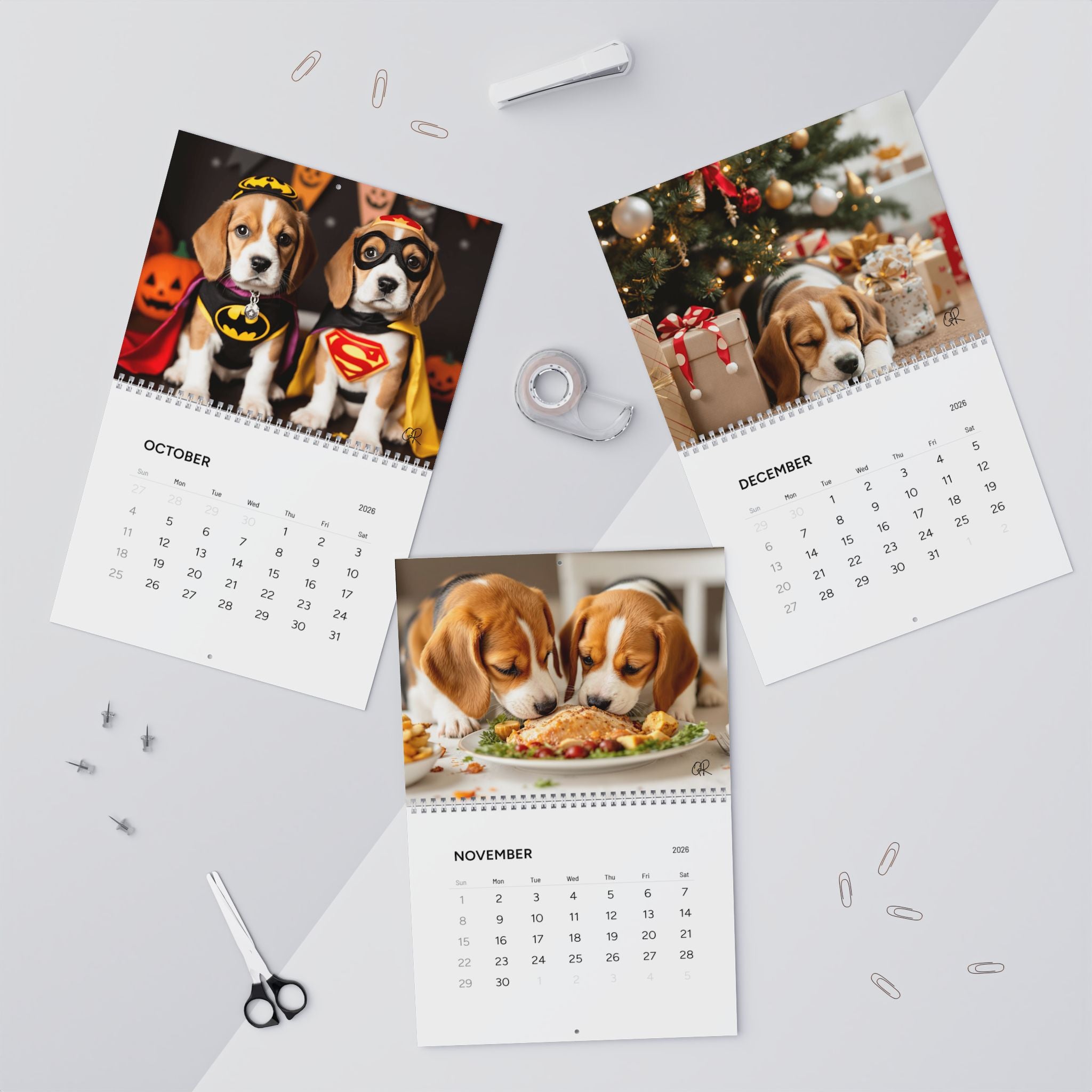 Beagle Puppy Wall Calendar 2026 | Cute Dog Photography Monthly Calendar
