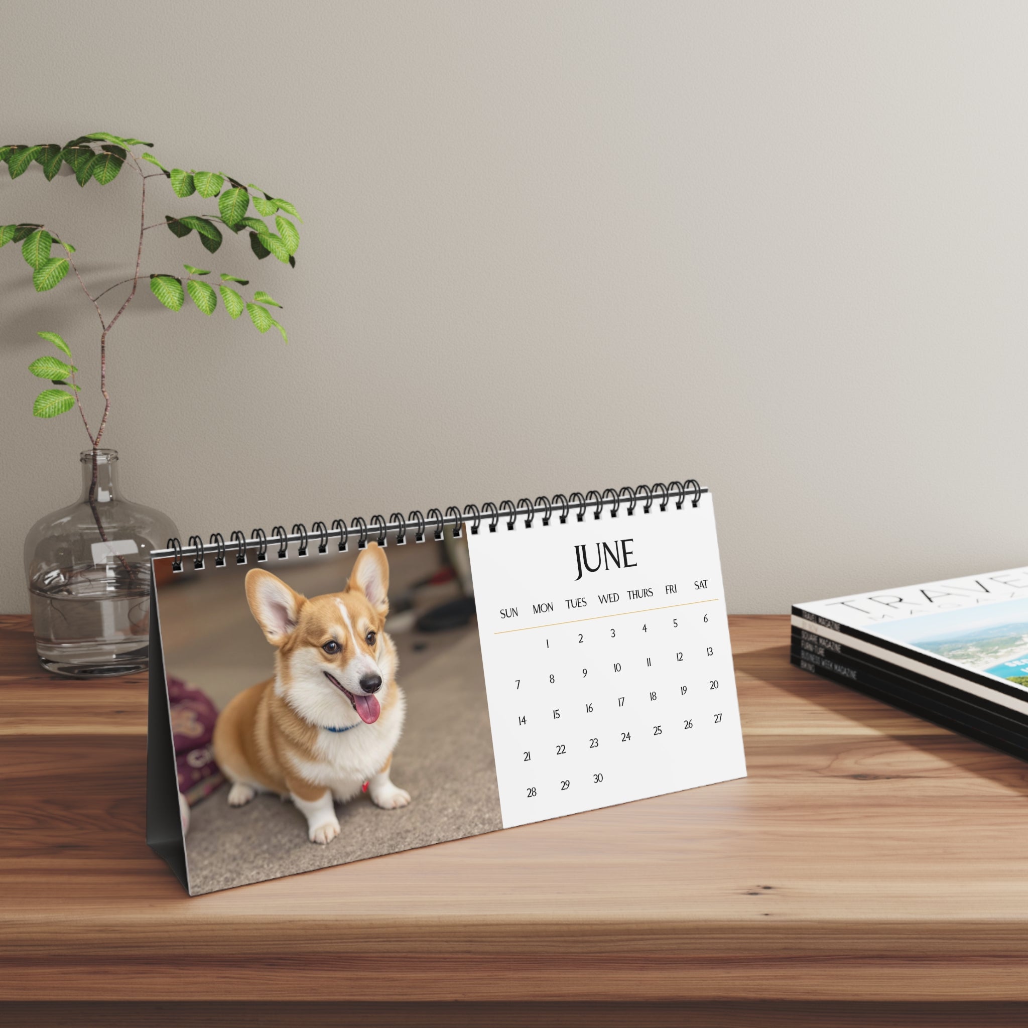 Custom Puppy Desktop Calendar Pick Your Dog Breed & Start Month Cute Desk Calendar Gift for Dog Lovers Birthday Gift Funny