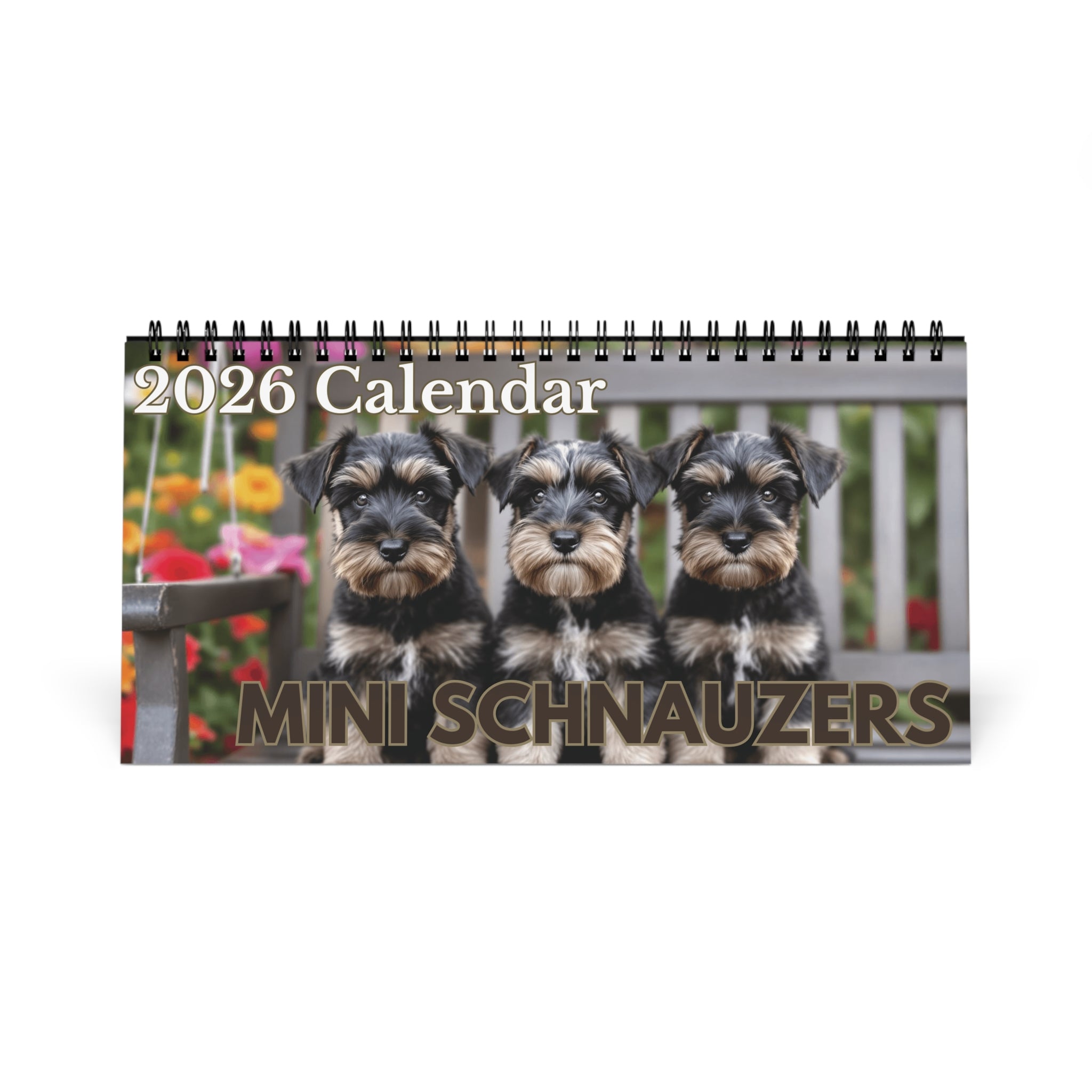 2026 Mini Schnauzer Desk Calendar Cute Puppy Desktop Calendar Dog Lover Gift Pet Desk Decor Cute Animal Desk Accessory Birthday Gift for Dog Mom
