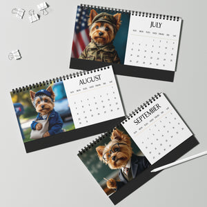 2026 Yorkie Boss Small But In Charge Desk Calendar Cute Puppy Desktop Calendar Dog Lover Gift Pet Desk Decor Cute Animal Desk Accessory Birthday Gift for Dog Mom