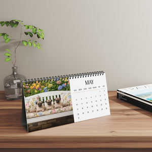 Pug Puppy Desktop Calendar 12 Months of Puggle Puppy Love Gift Dog Lover Calendar Monthly Puggles Calendar Stocking Stuffer