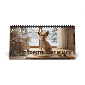 Bare Beauty Chinese Crested Calendar 2026 Hairless Dog Desk Calendar Dog Lover Gift Desktop Calendar Dog Mom Gift Stocking Stuffer