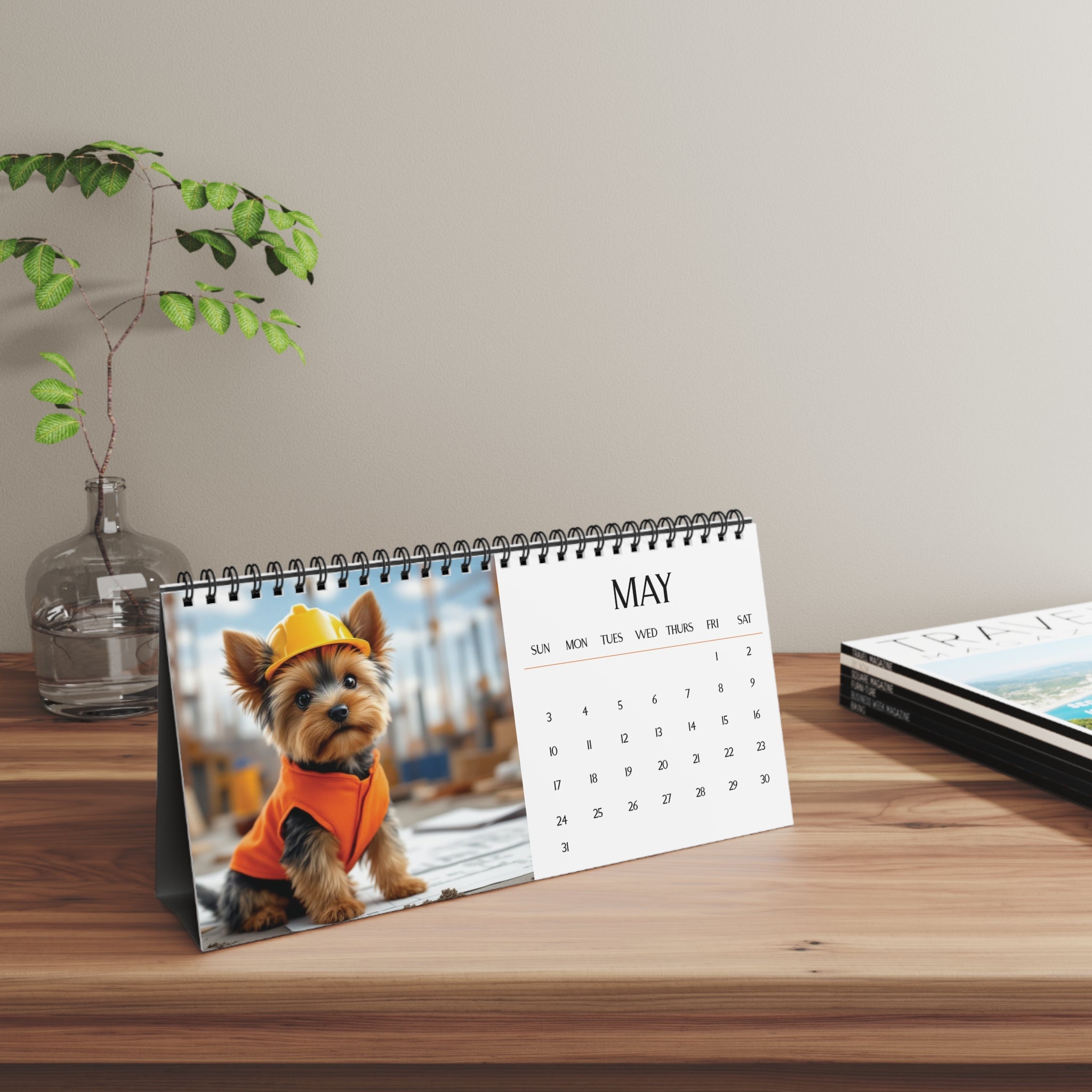 2026 Yorkie Boss Small But In Charge Desk Calendar Cute Puppy Desktop Calendar Dog Lover Gift Pet Desk Decor Cute Animal Desk Accessory Birthday Gift for Dog Mom