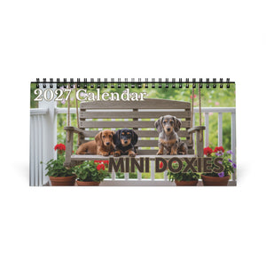 Doxie Desk Calendar Office Decor Dog Lover Gift Idea Secret Santa Present 2027 Monthly Planner Puppy Photography Cute Doxie Tent Calendar