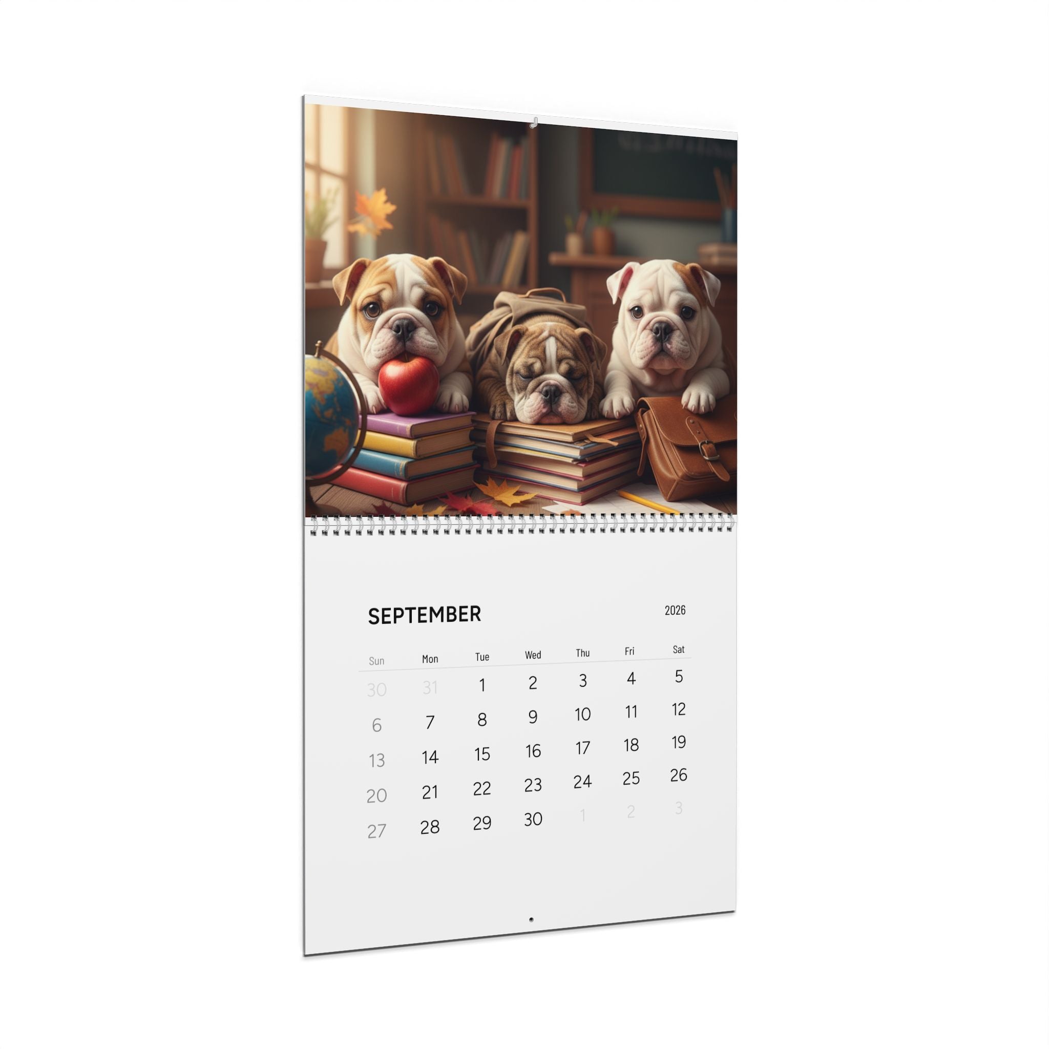 Bulldog Puppy Antics 2026 Wall Calendar – Full Size Seasonal Dog Photography Dog Mom Gift Office Party Gift Bulldog Lover Calendar Pet Calendar