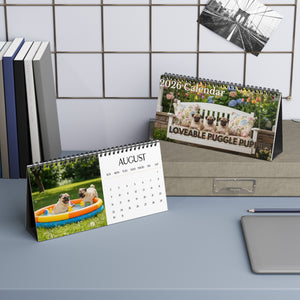 Pug Puppy Desktop Calendar 12 Months of Puggle Puppy Love Gift Dog Lover Calendar Monthly Puggles Calendar Stocking Stuffer