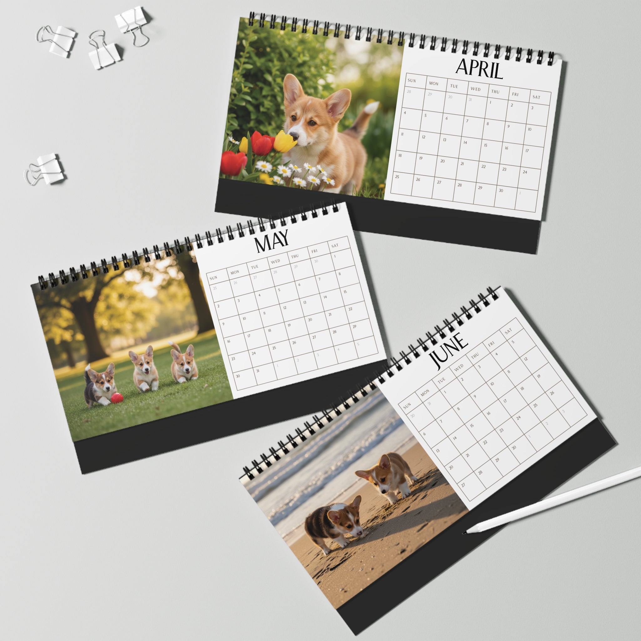 Custom Desk Calendar Office Decor Dog Lover Gift Idea Secret Santa Present 2027 Monthly Planner Puppy Photography Cute Corgi Tent Calendar