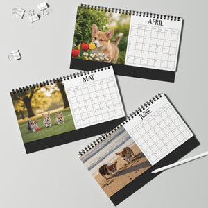 Custom Desk Calendar Office Decor Dog Lover Gift Idea Secret Santa Present 2027 Monthly Planner Puppy Photography Cute Corgi Tent Calendar