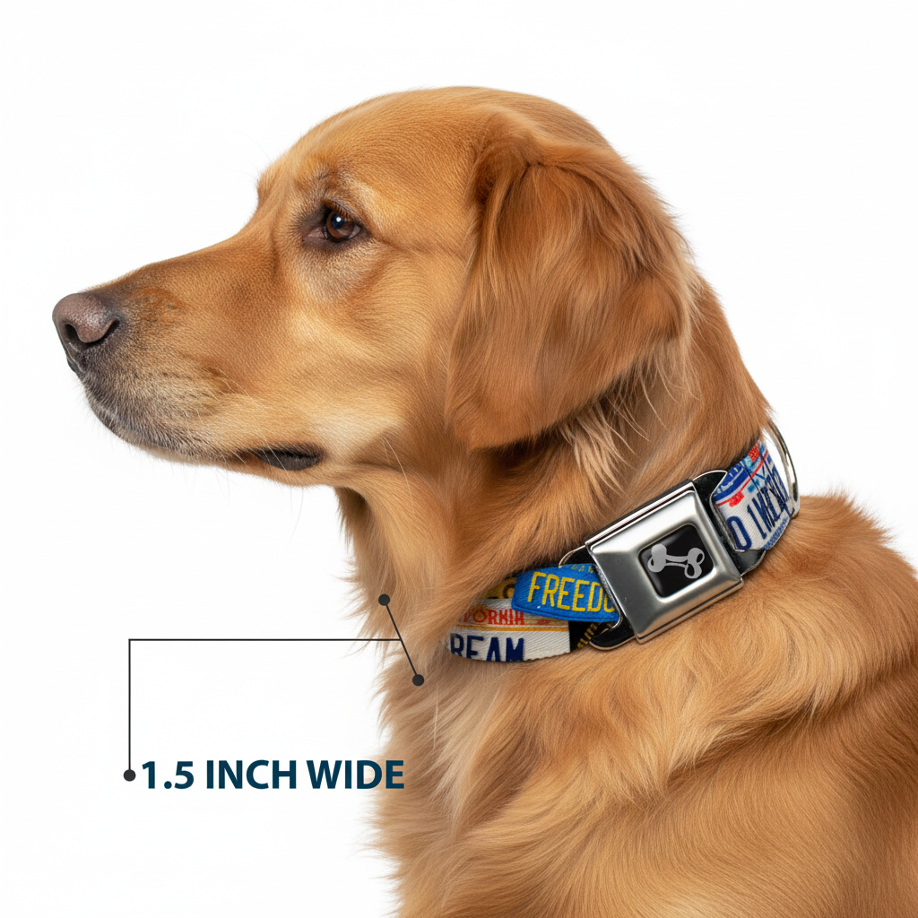 Dog Bone Seatbelt Buckle Collar - Cali License Plates Stacked