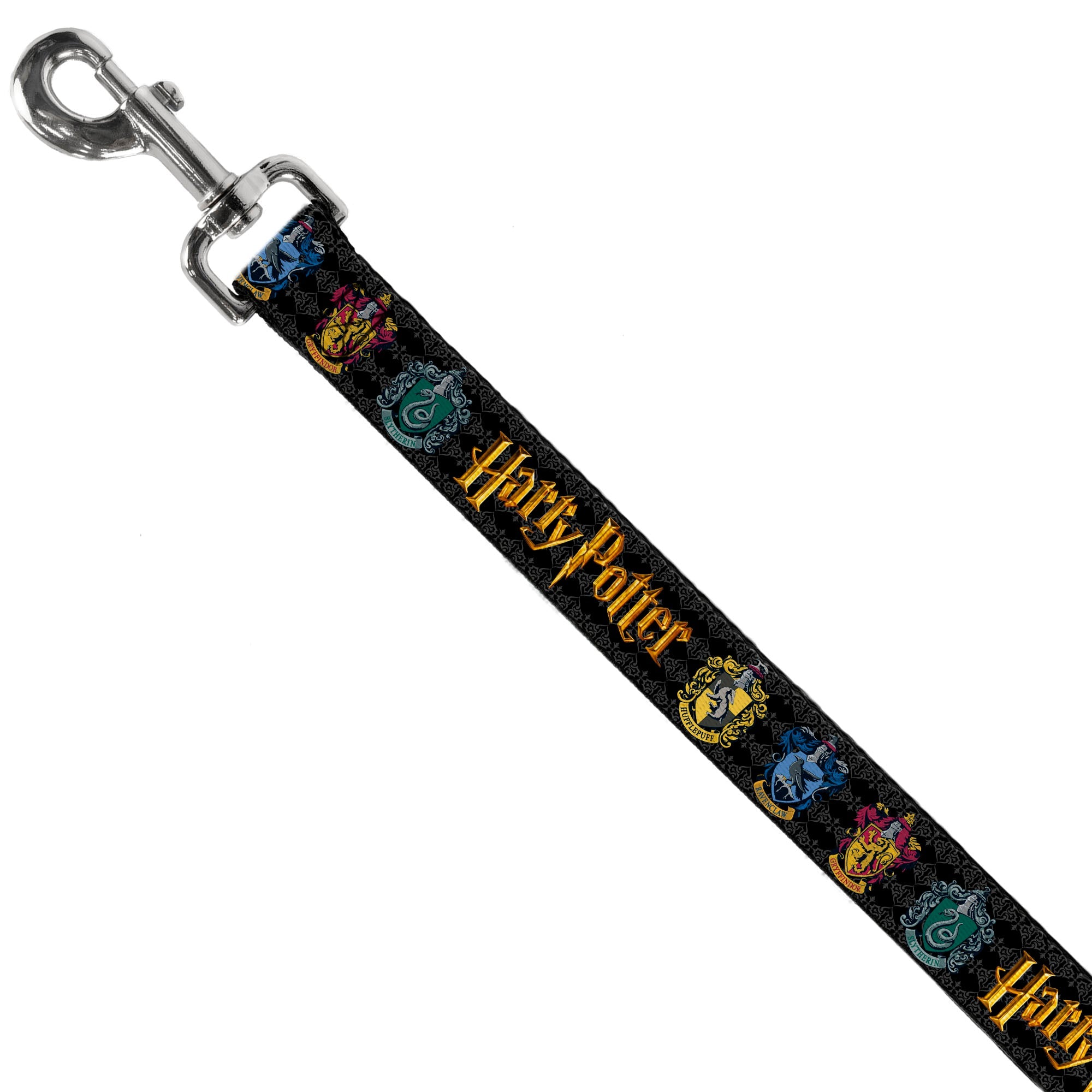 Dog Leash - HARRY POTTER Hufflepuff/Ravenclaw/Gryffindor/Slytherin Coat of Arms Black