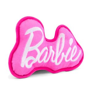 Dog Toy Squeaker Plush - Barbie Autograph Script Pink/White
