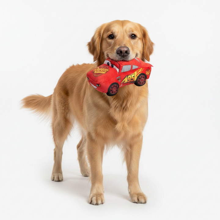 Dog Toy Squeaker Plush - Pixar Car Lightning McQueen Race Car Replica