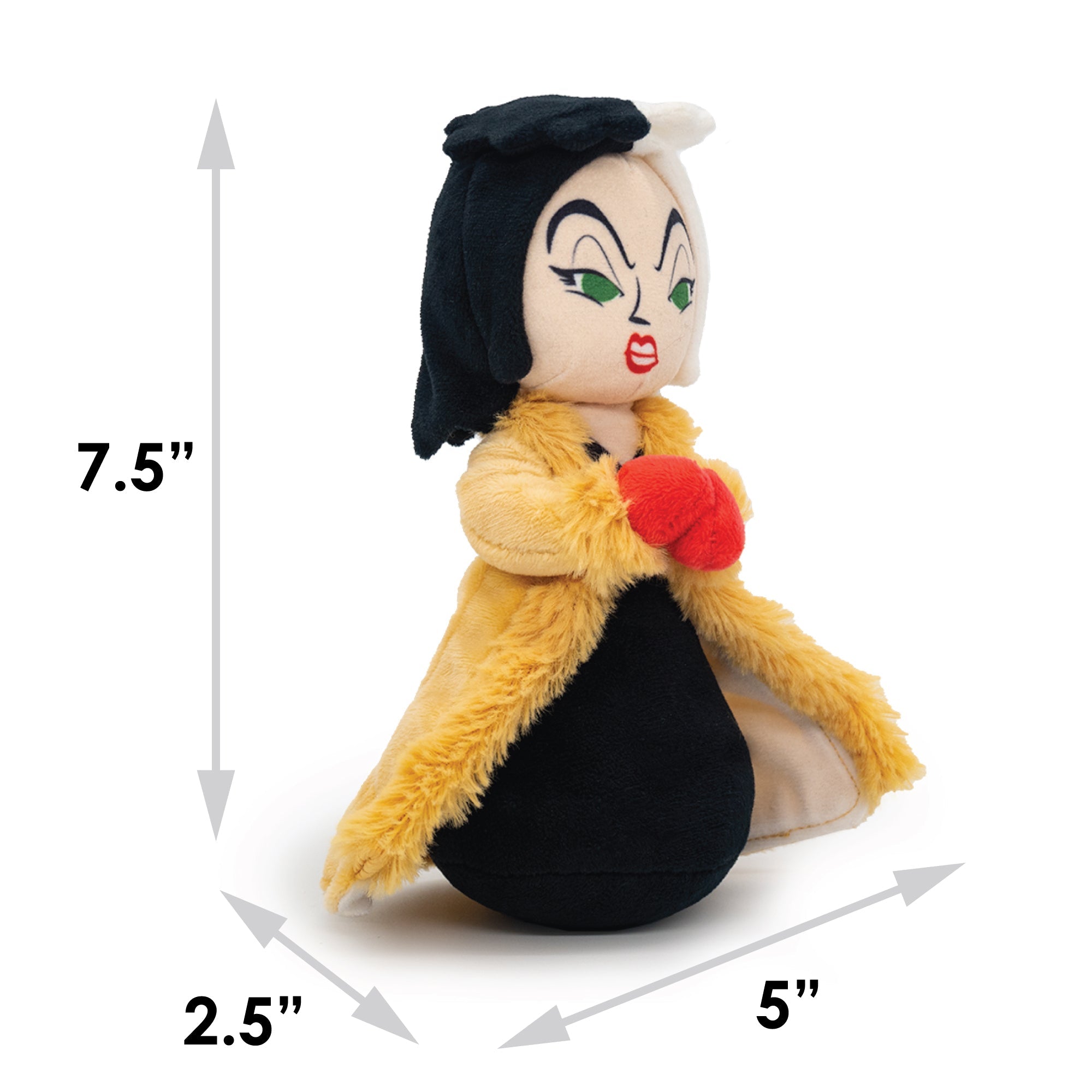 Cruella De Vil Squeaker Plush Dog Toy - One Hundred and One Dalmatians  Villain Cruella de Vil Full Body Standing Pose