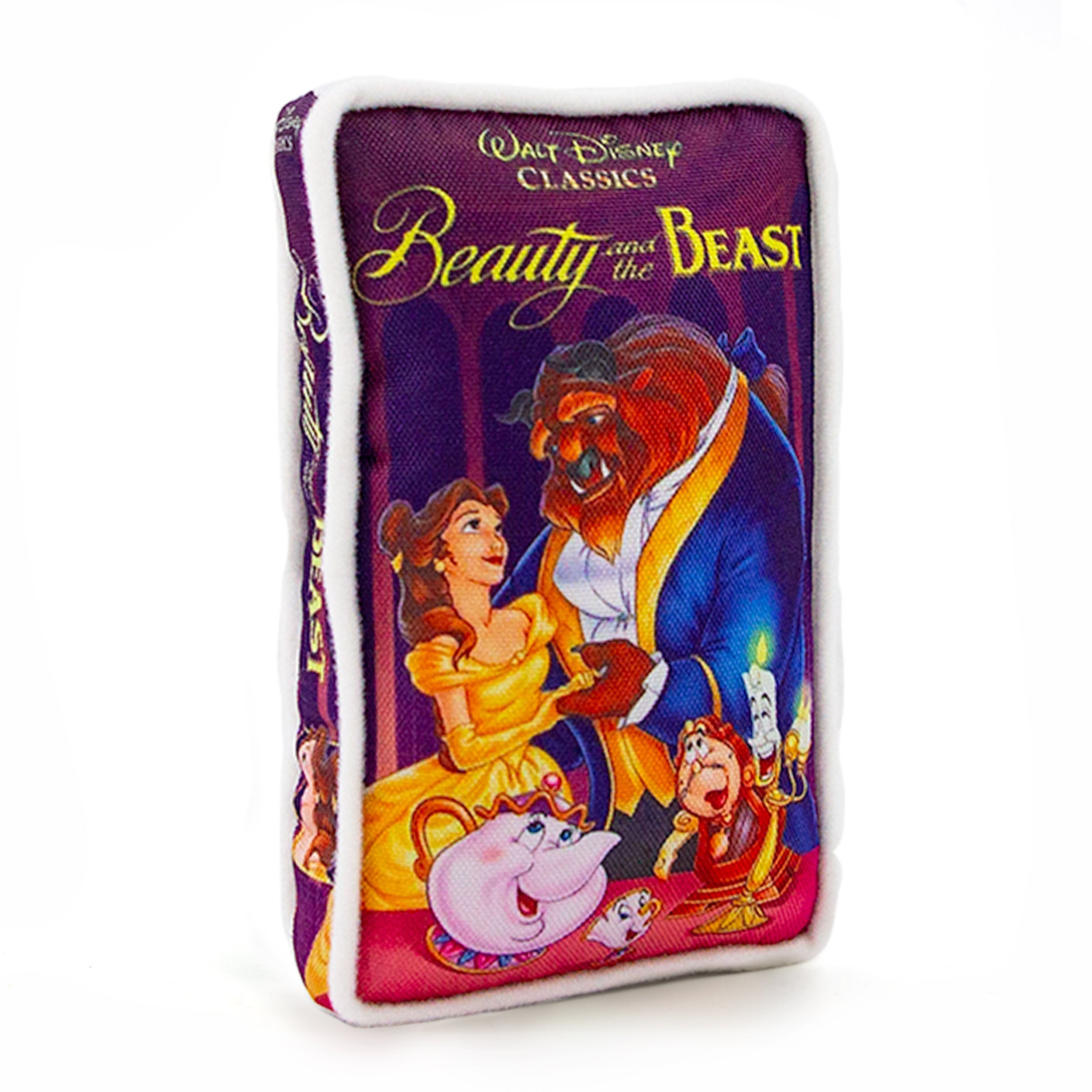 Beauty and the Beast VHS Squeaker Plush Dog Toy - Disney Beauty and the Beast VHS Tape Replica