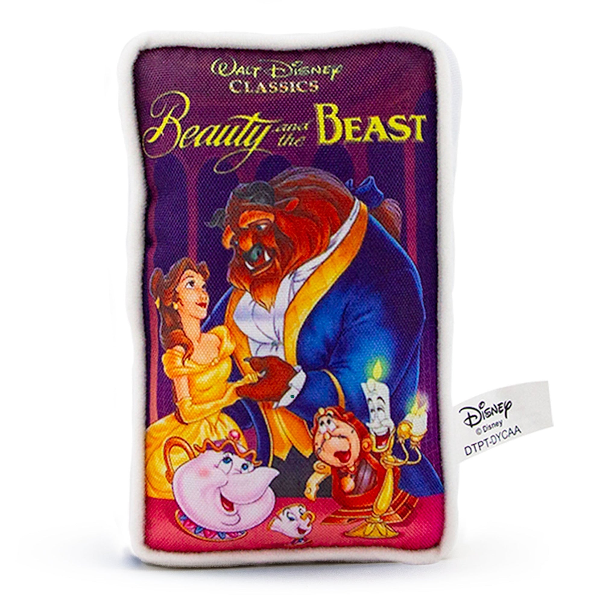 Beauty and the Beast VHS Squeaker Plush Dog Toy - Disney Beauty and the Beast VHS Tape Replica