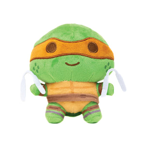 TMNT Michelangelo Squeaker Plush Dog Toy - Teenage Mutant Ninja Turtles Michelangelo Full Body Nunchucks Pose Orange
