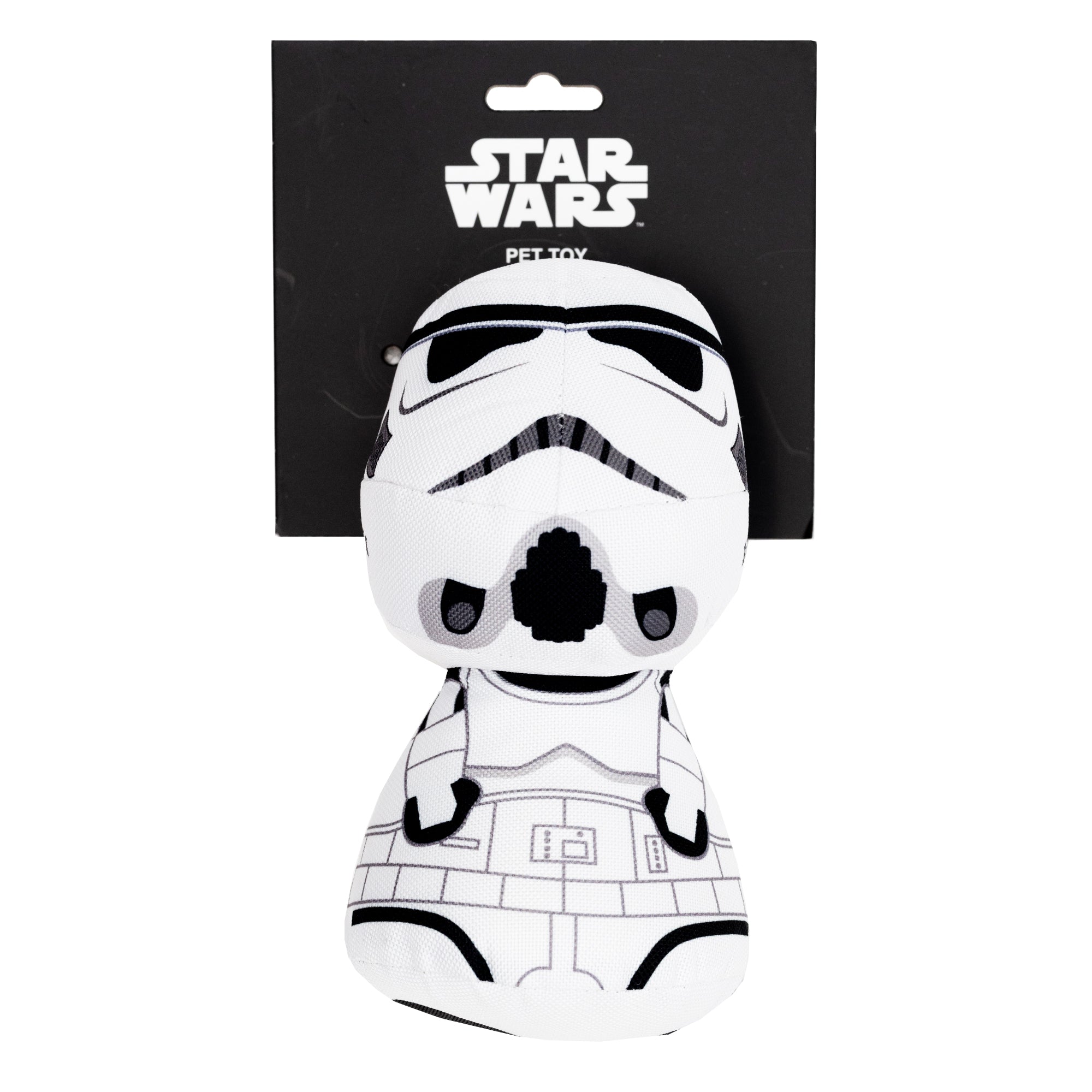 Star Wars stormtrooper plush toy on a white background with 'Star Wars' branding.