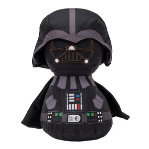 Plush toy resembling a Darth Vader character in a dark costume with a hood