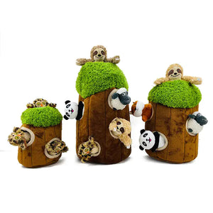 Hide and Seek Dog Toy | Forest Animals in Plush Tree Trunk